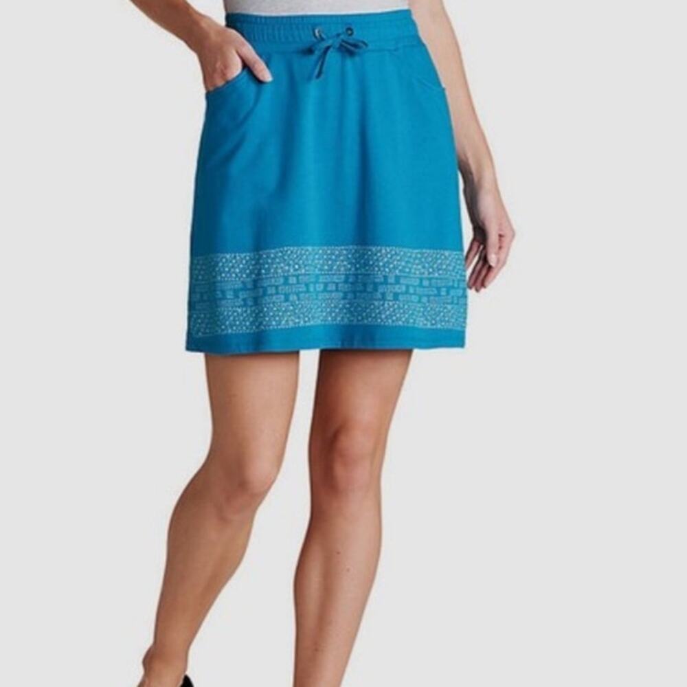 NWT Toad&Co Tica Skirt Medium Blue Pull On Drawstring Organic Cotton UPF 30+